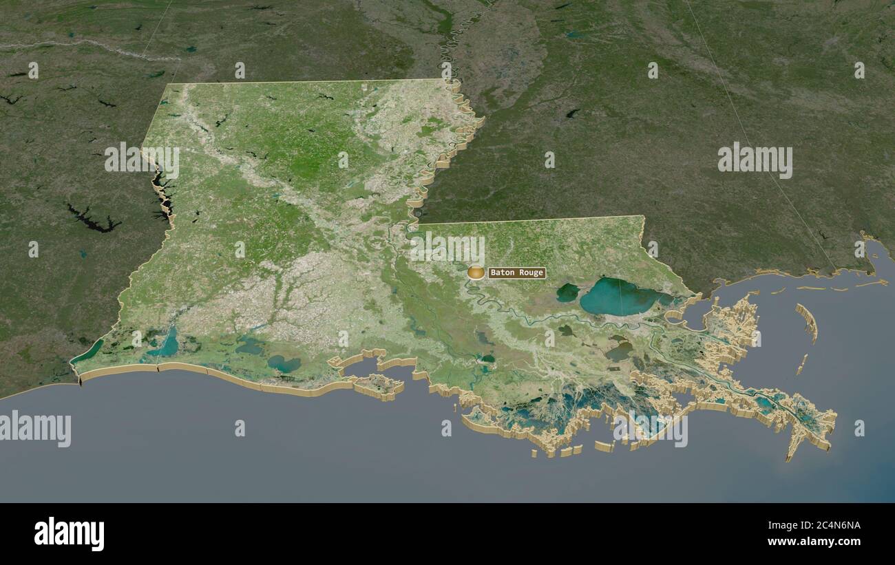 Satellite Map of Louisiana - WhiteClouds