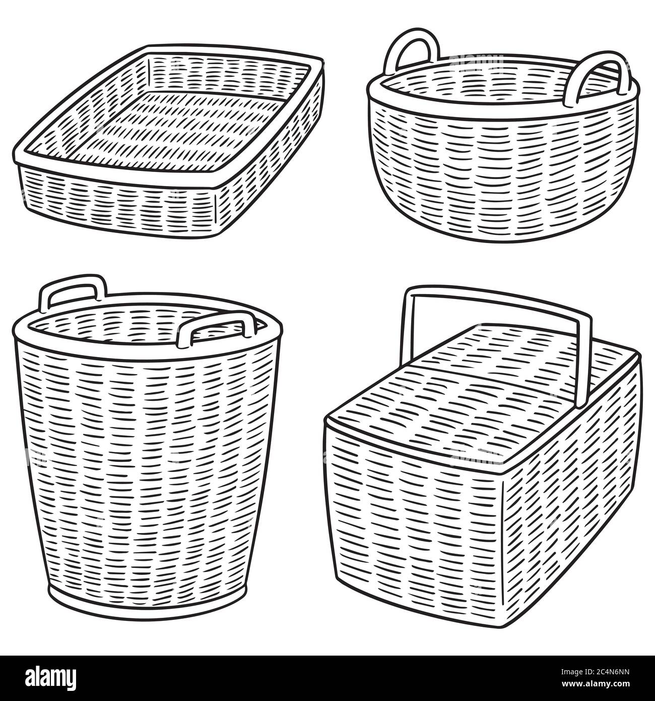 vector set of wicker basket Stock Vector Image & Art Alamy