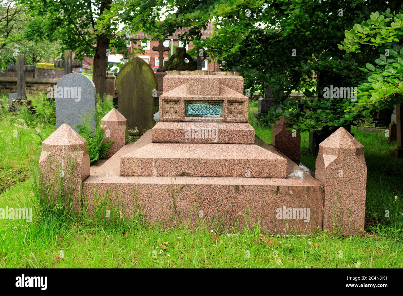 Daniel Thwaites grave. St. Mary's Church, Mellor, Lancashire Stock