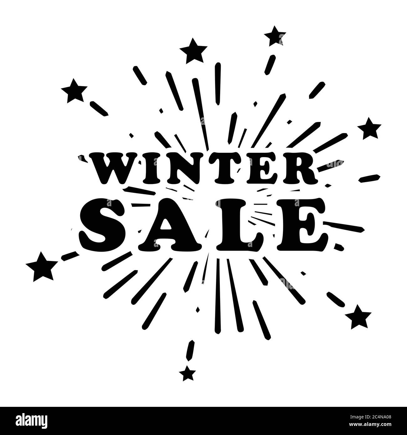 Winter Season Sale Fireworks Promotion Marketing Banner Poster. Advertising Ads for Retail Shop E-commerce business. Black Illustration Isolated on a Stock Vector