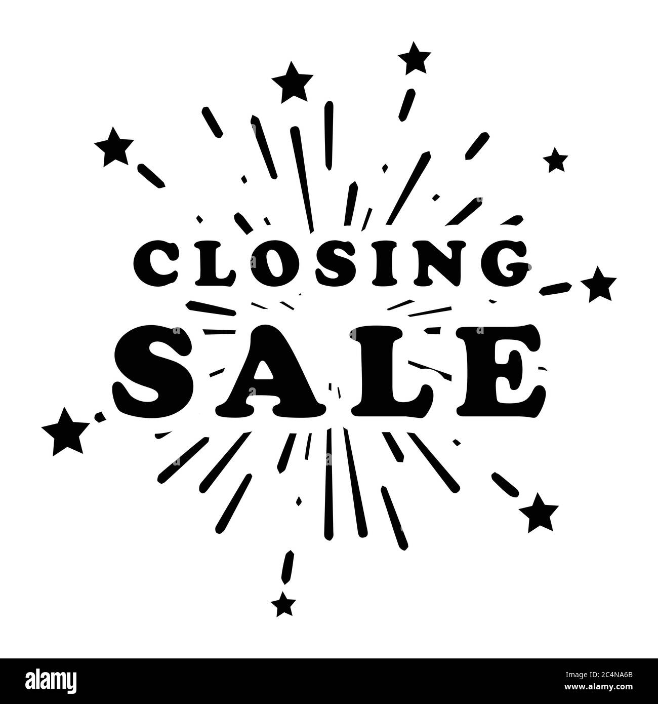 Closing Down Sale Shopping with Fireworks Stars Promotion Marketing Banner Poster. Advertising Ads for retail shop e-commerce business during close or Stock Vector