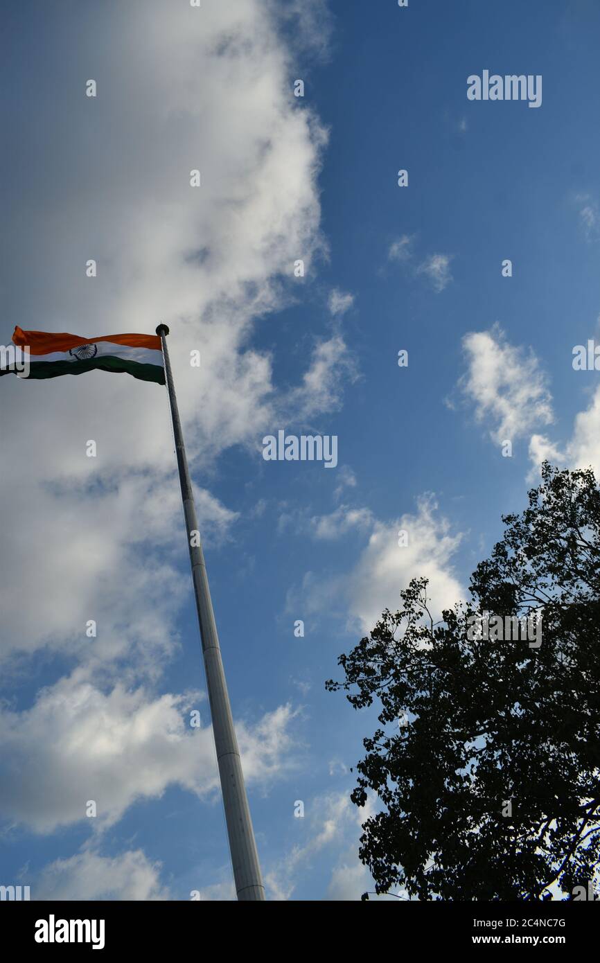 Indian flag ontop Gandhi Mandap, Guwahati, India, Asia Stock Photo