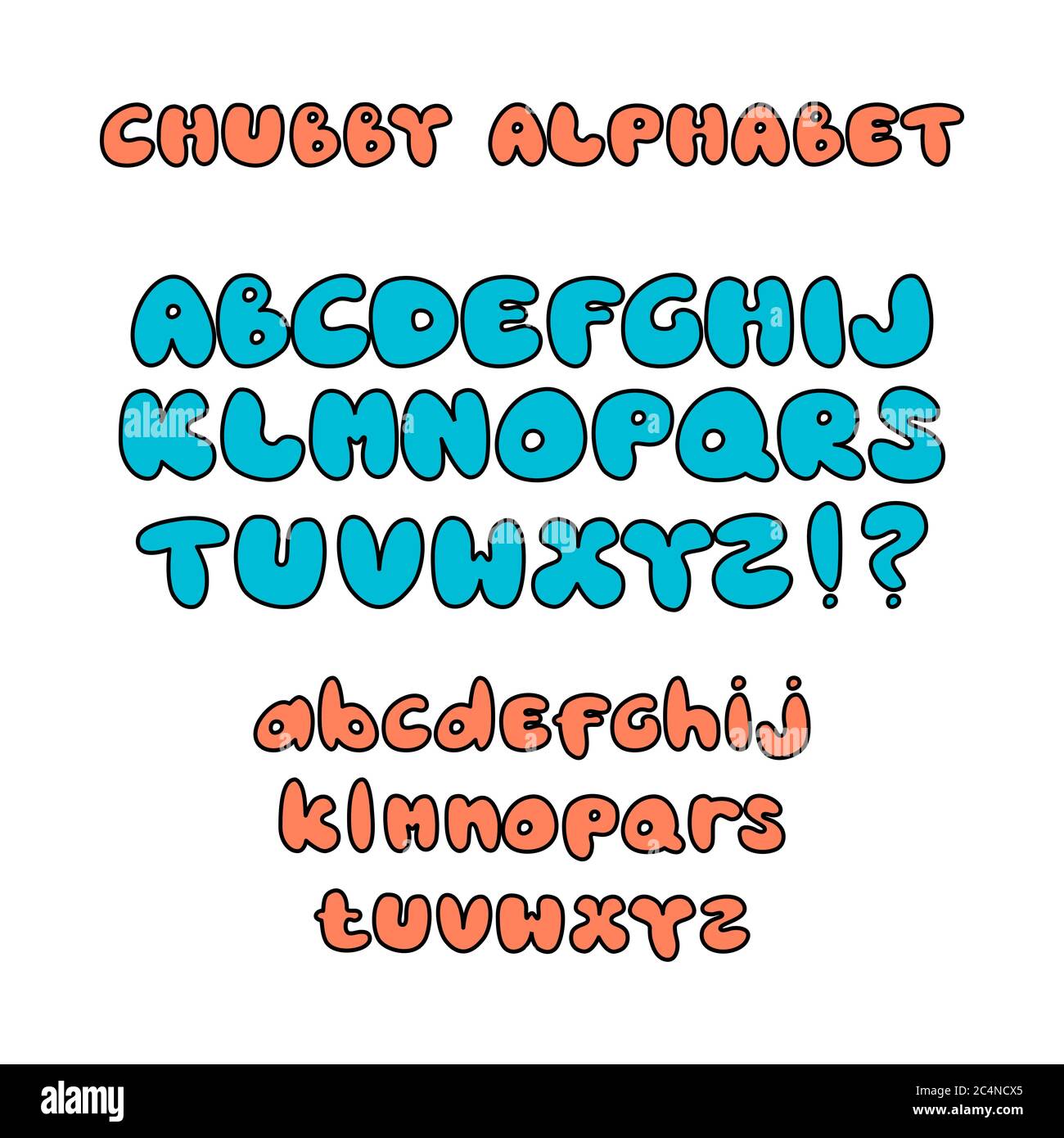 Chubby alphabet. Cartoon font. Set of english bubble letters Stock Vector