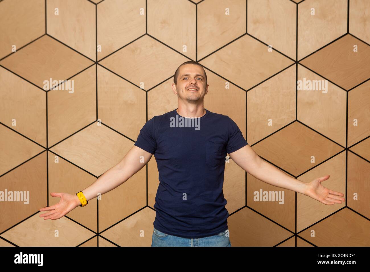 Man in dark blue shirt hi-res stock photography and images - Alamy
