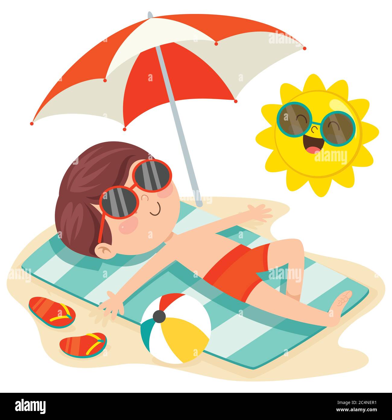 Cartoon Character Sunbathing On The Beach Stock Vector Image & Art - Alamy
