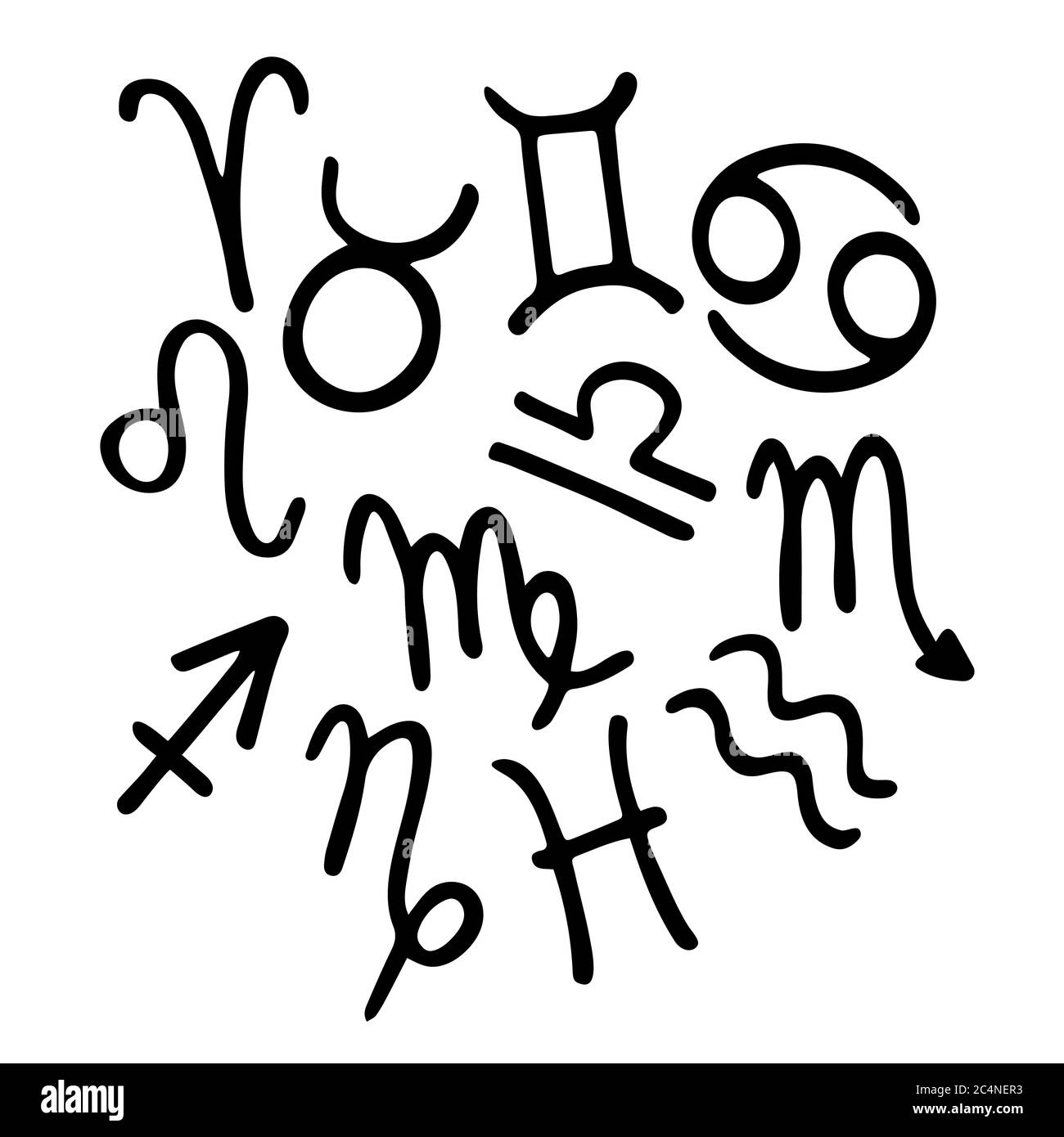 Zodiac signs concept with hand drawn elements. Banner, poster, card