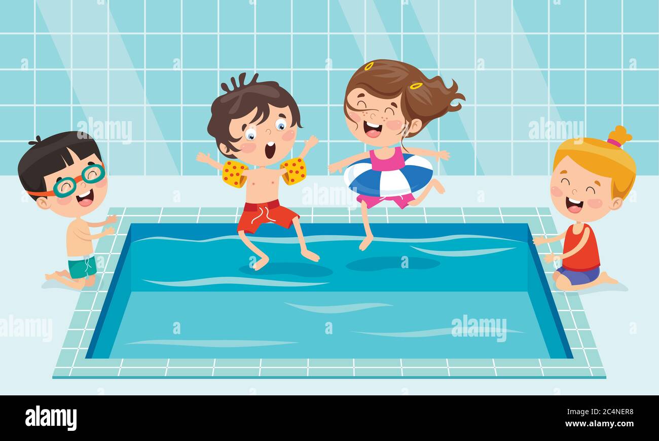 Funny Children And Swimming Pool Stock Vector Image & Art Alamy