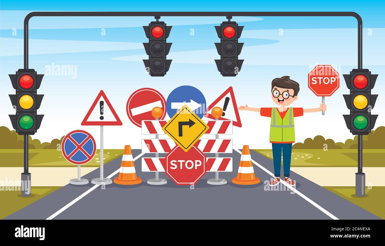 Concept Design With Traffic Signs Stock Vector
