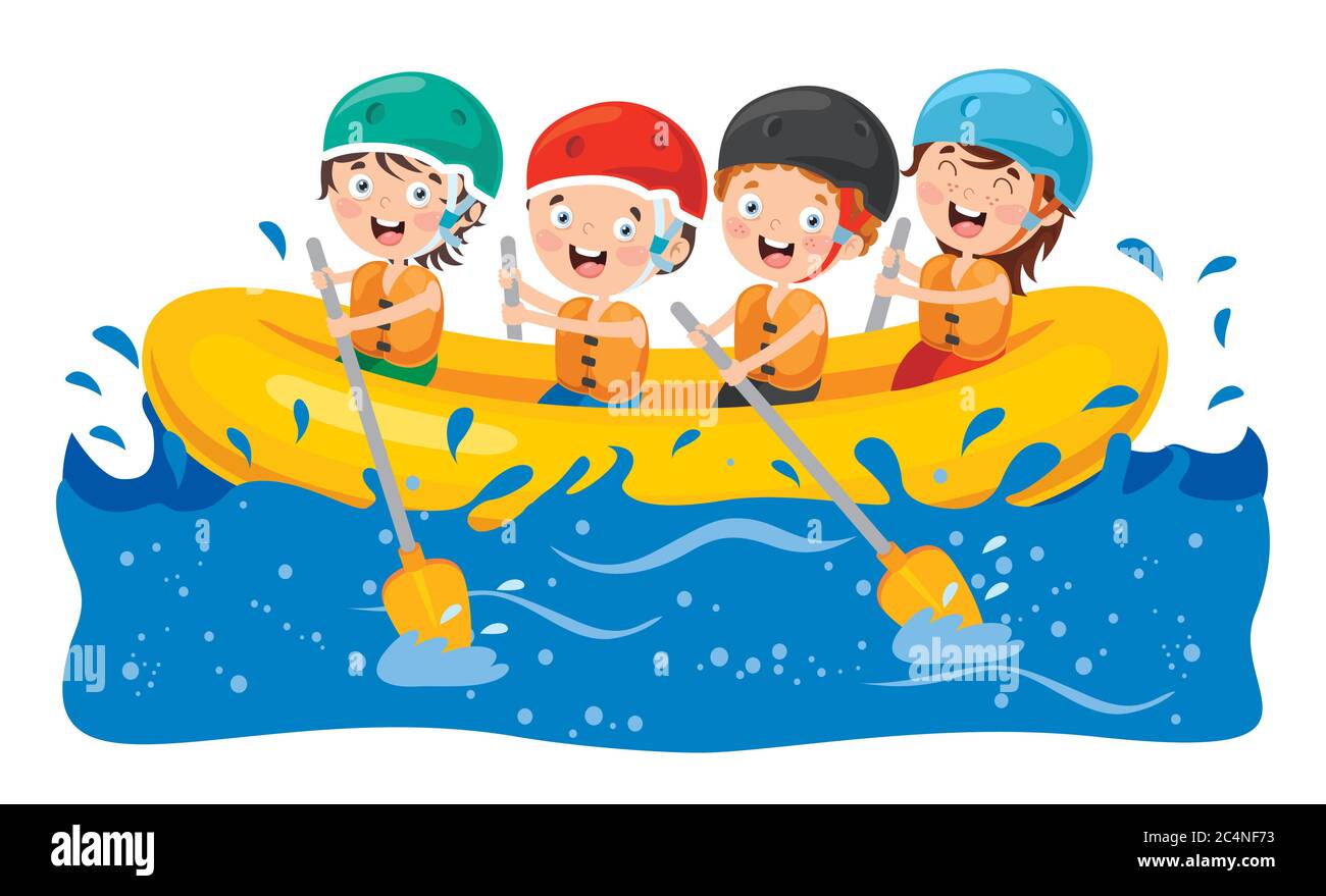 Small Child Raft Group Of Little Children Rafting Stock Vector Image & Art - Alamy