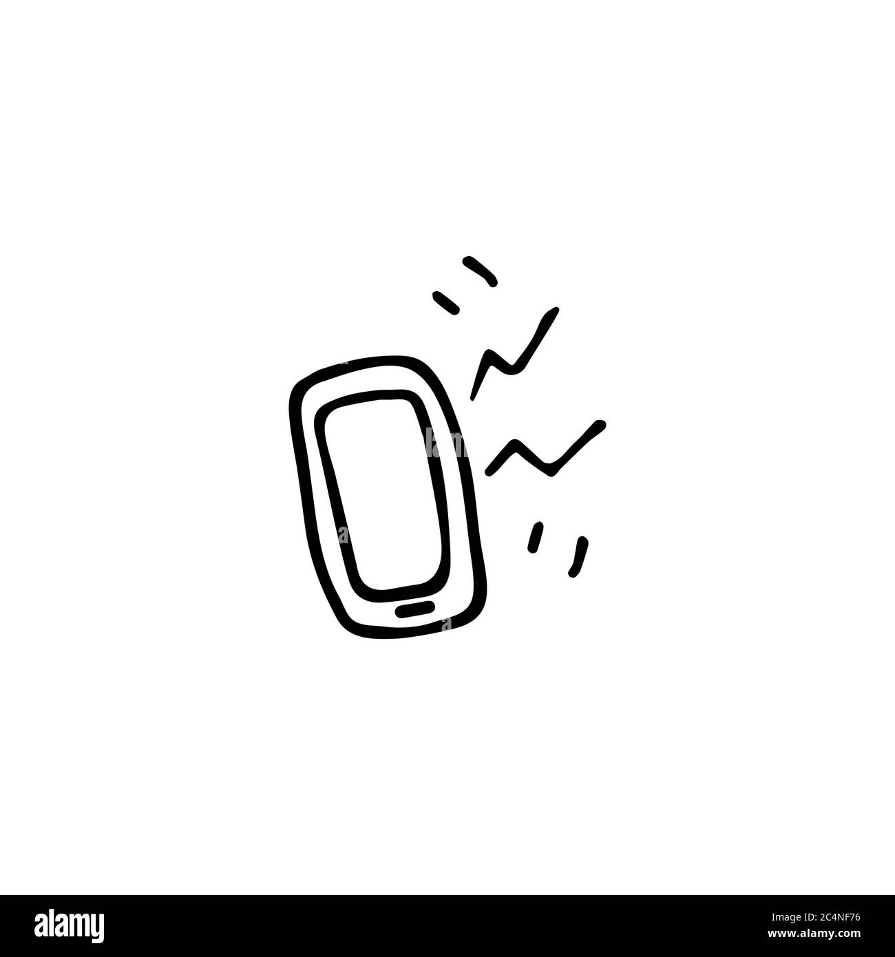 Ringing mobile phone. Vector sketch illustration - smartphone with touchscreen display. Stock Vector