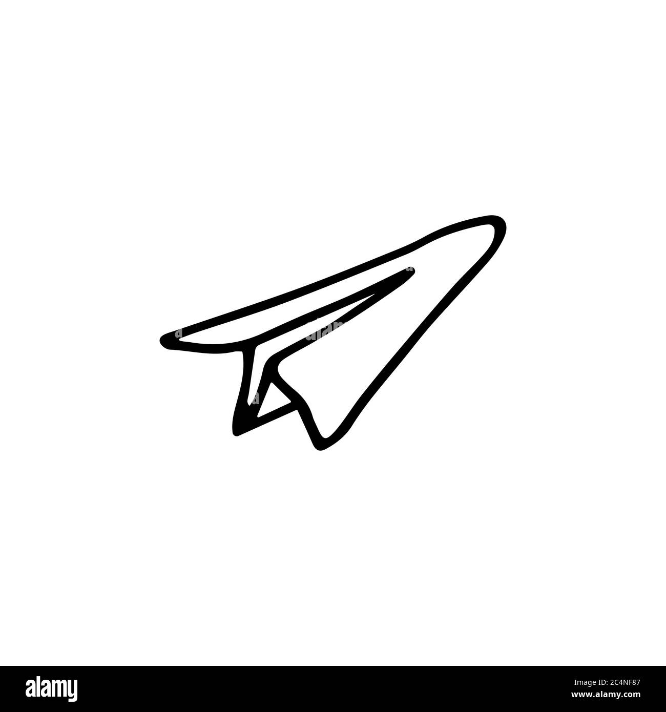 Paper plane doodle icon isolated on white. Hand drawing sketch vector ...