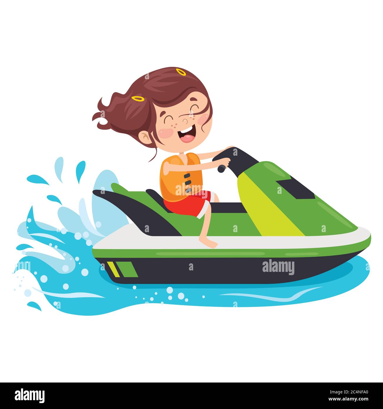 Funny Cartoon Character Riding Jet Ski Stock Vector Image & Art - Alamy