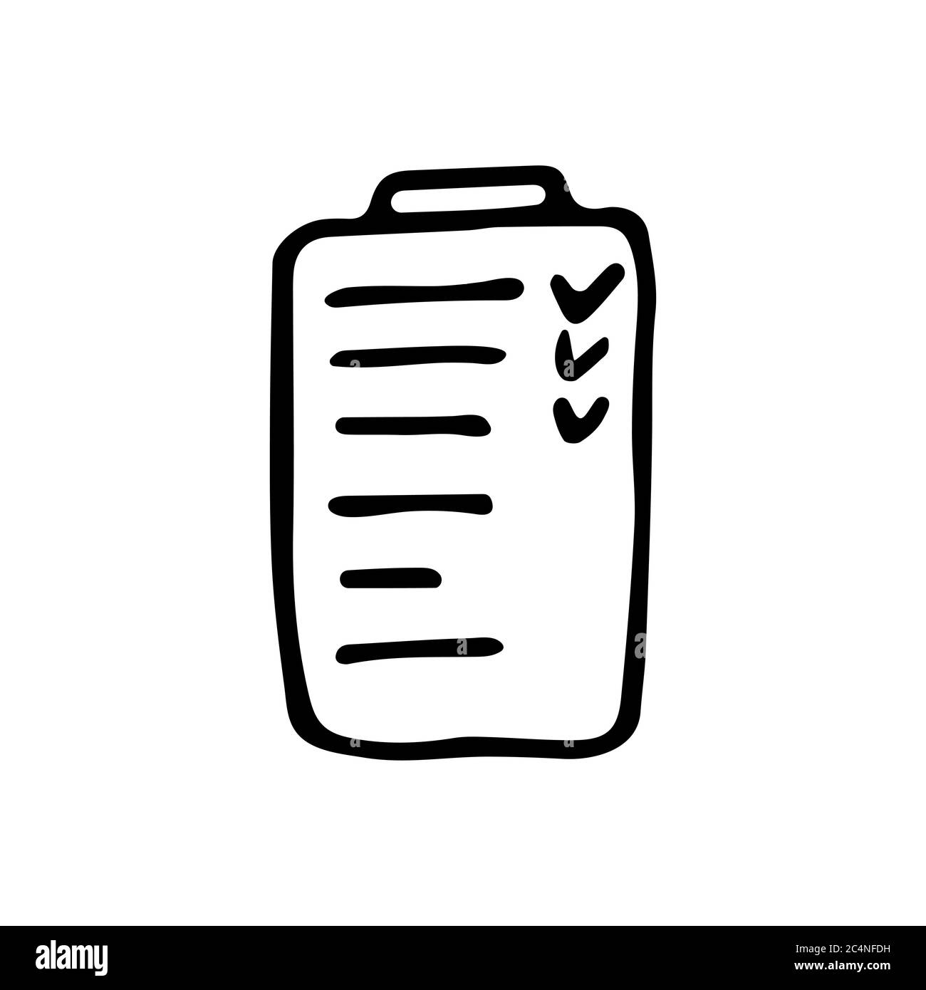 Checklist doodle icon. Hand drawn to-do list. Paper reminder icon. Vector graphics. Stock Vector