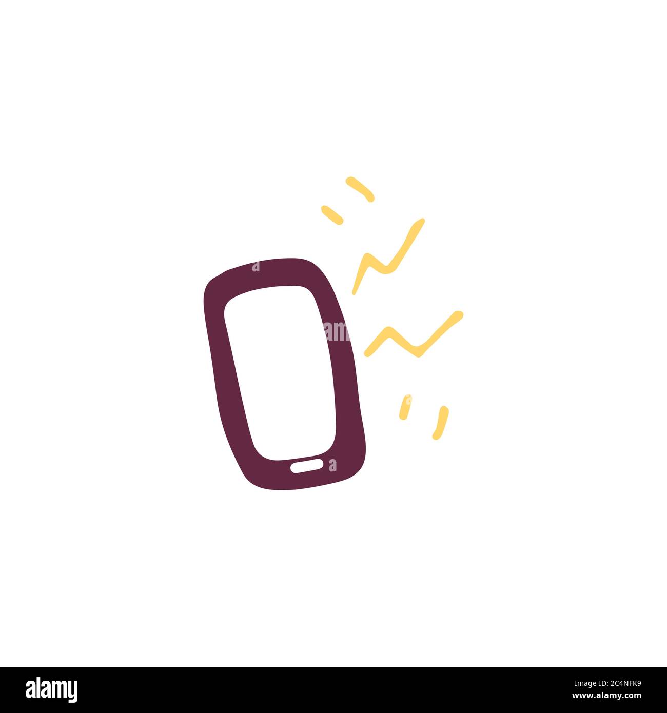 Ringing mobile phone. Vector sketch illustration - smartphone with touchscreen display. Stock Vector