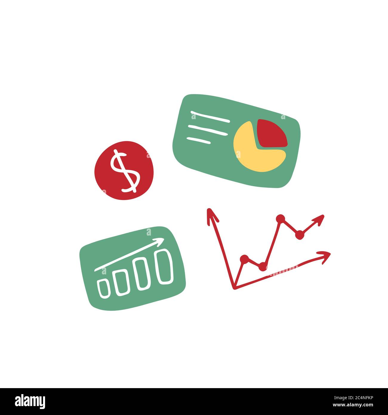 Business doodle icons. Graph, diagram chart. Hand drawn vector ...