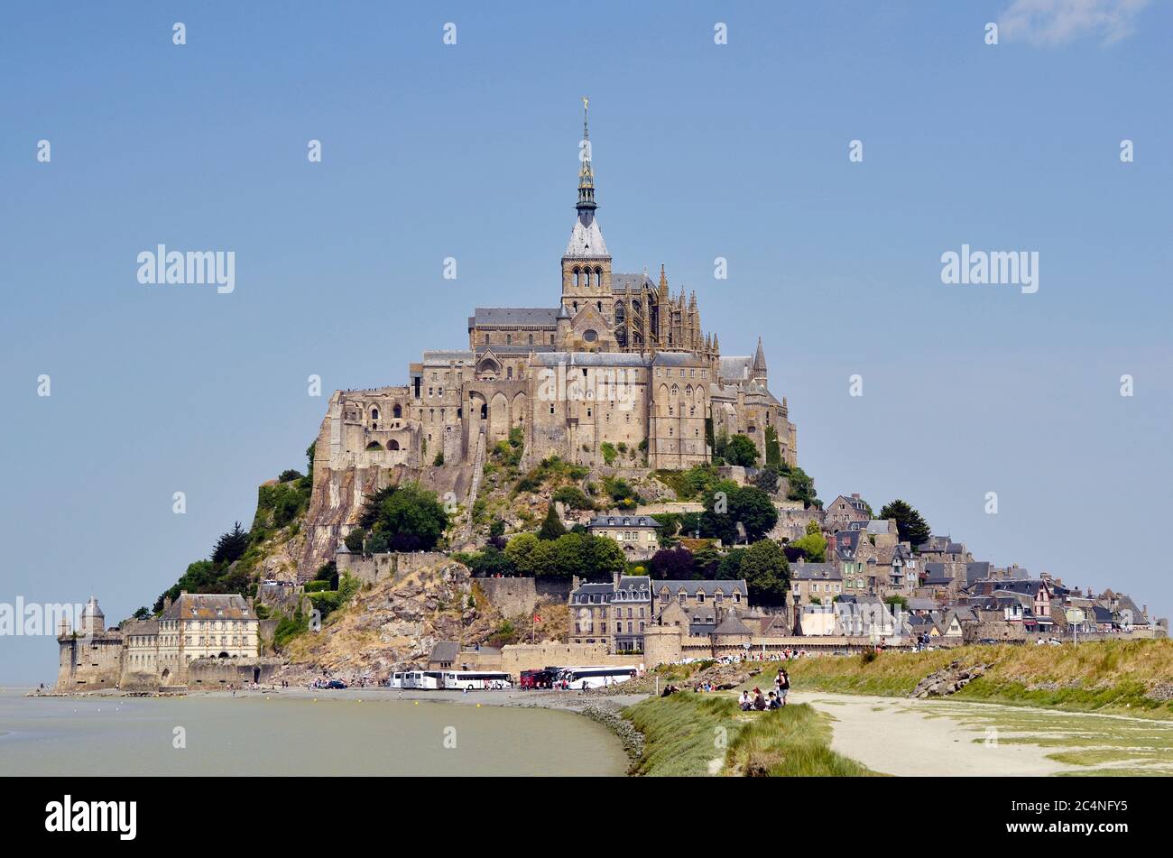 Mont Saint Michel, France - June 04, 2011: Unidentified people at Abbey Mont San Michele, an UNESCO World Heritage monument in Normandy Stock Photo