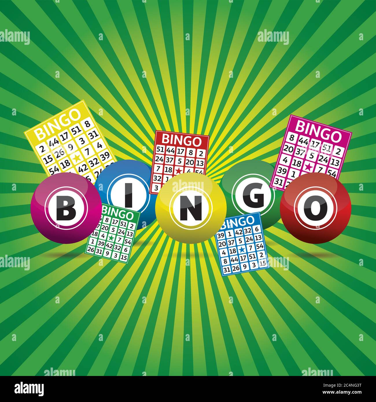 Bingo lottery balls and bingo cards concept vector illustration Stock