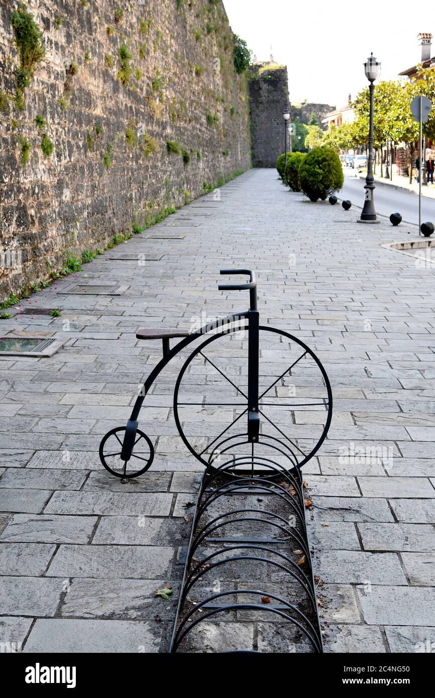 Greece, bicycle stand in downtown of Ioannina Stock Photo