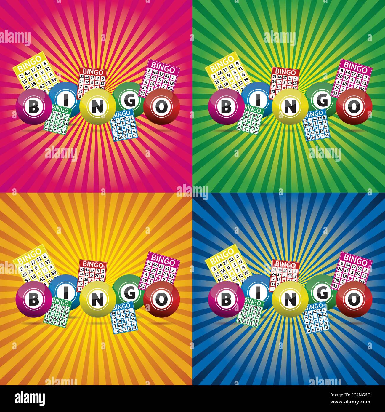 Bingo lottery balls and bingo cards concept vector illustration Stock