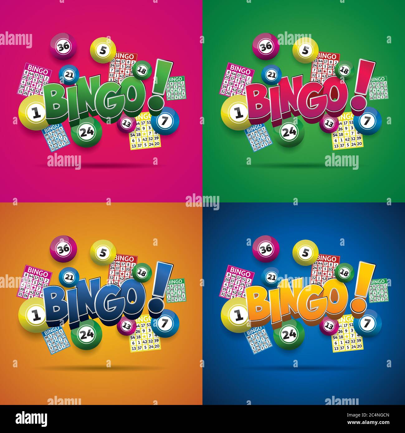 Bingo lottery balls and bingo cards concept vector illustration Stock