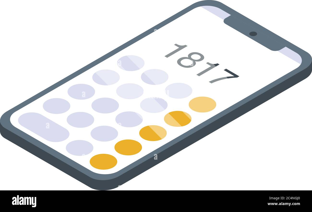 Smartphone calculator icon, isometric style Stock Vector