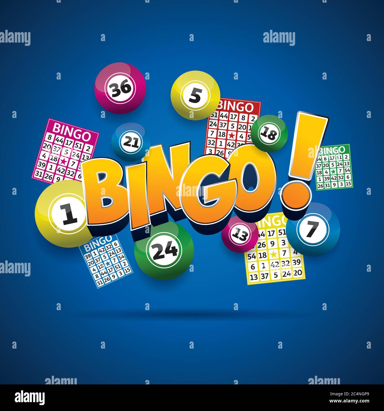 Bingo lottery balls and bingo cards concept vector illustration Stock