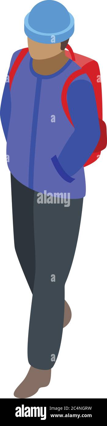 Illegal immigrant backpack icon, isometric style Stock Vector