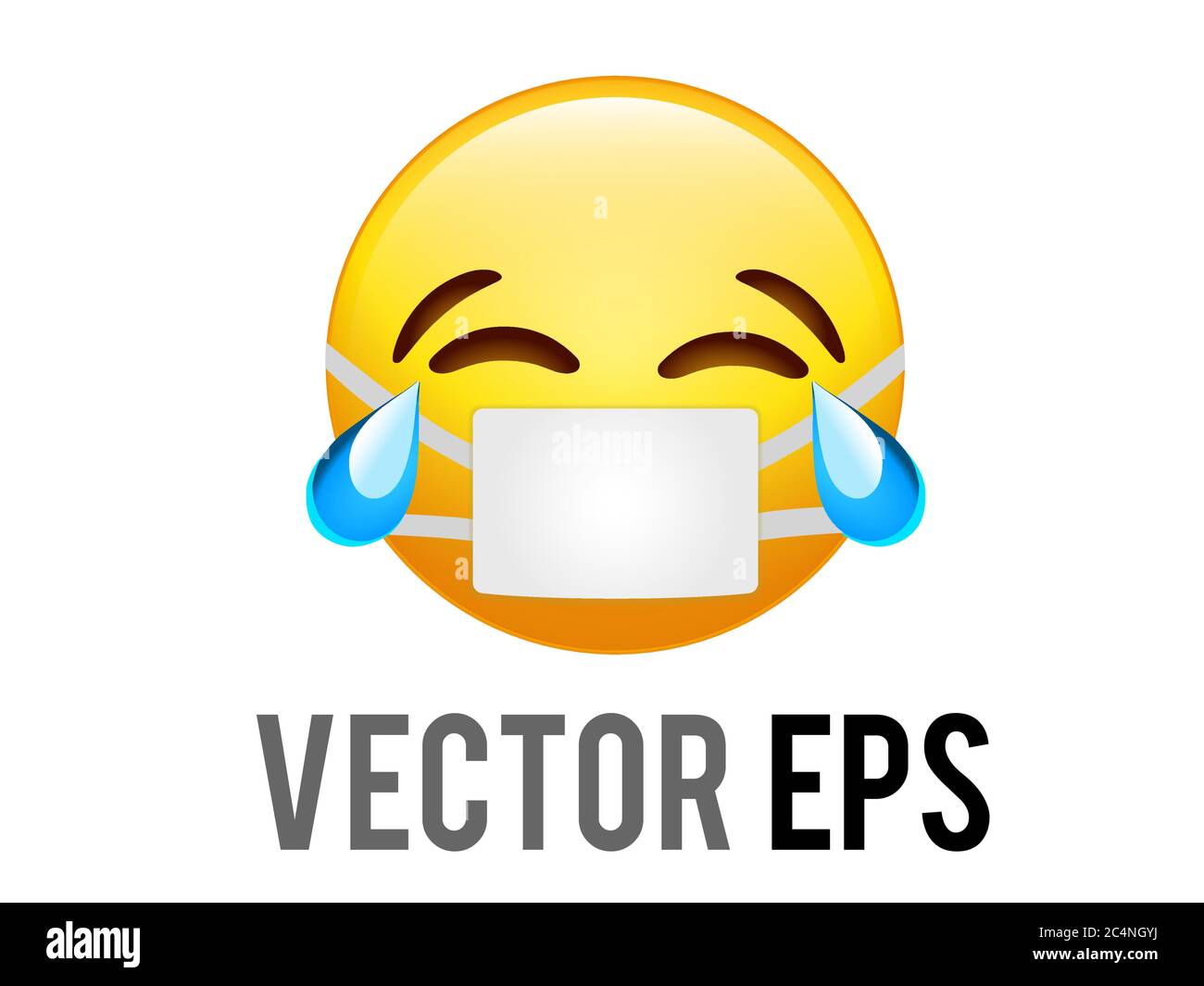 The isolated vector yellow face lol laugh and blue crying tear icon with  coronavirus mask Stock Vector Image & Art - Alamy