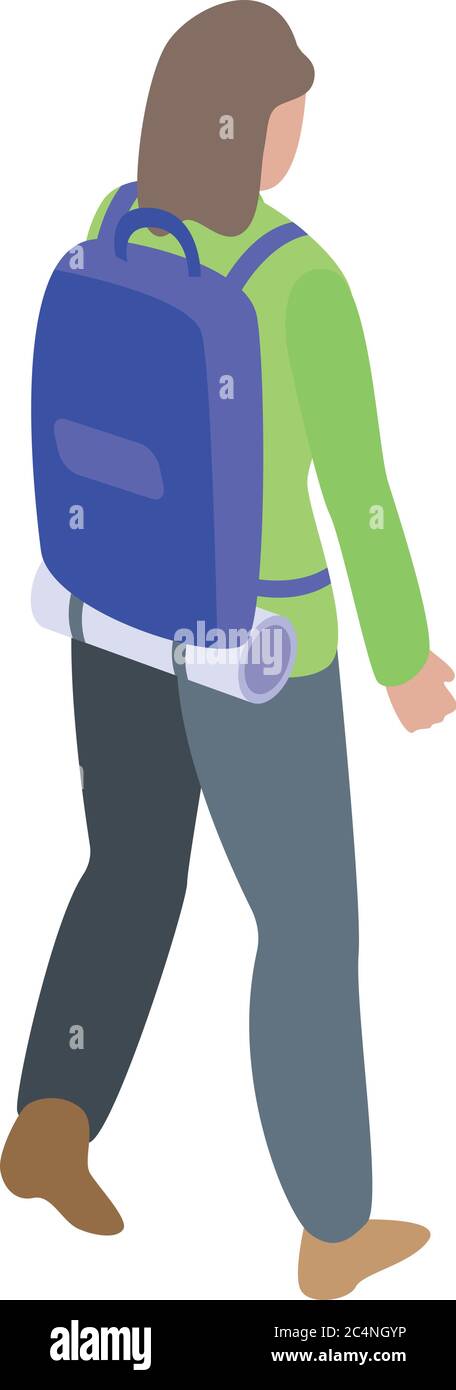 Woman immigrant icon, isometric style Stock Vector