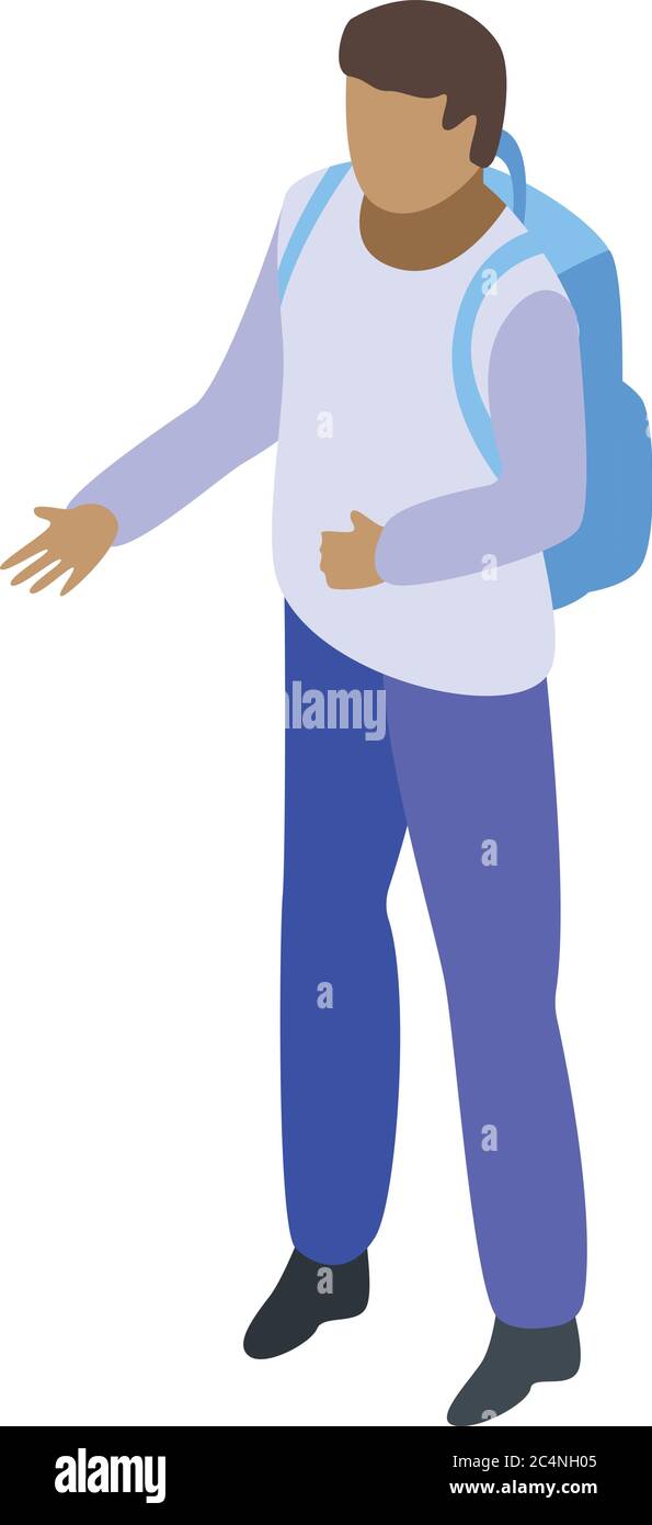 Arab illegal immigrant icon, isometric style Stock Vector