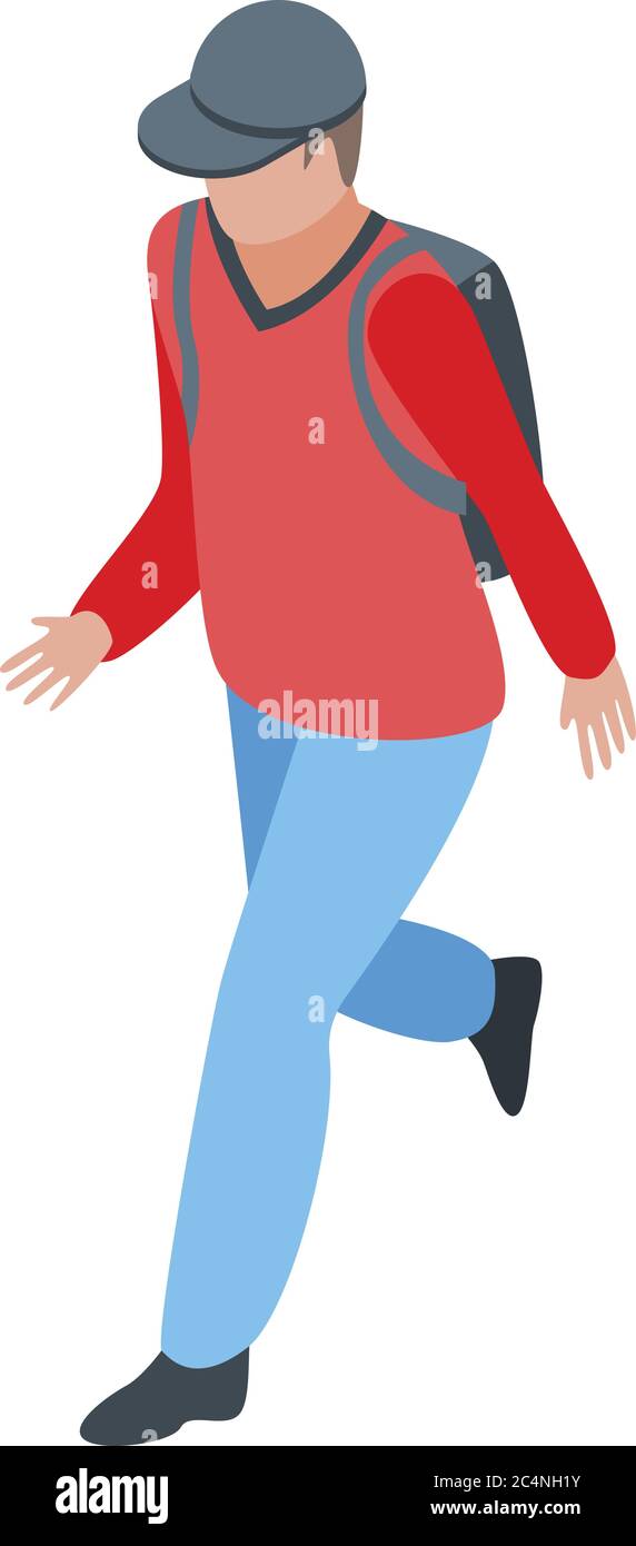 Running immigrant icon, isometric style Stock Vector