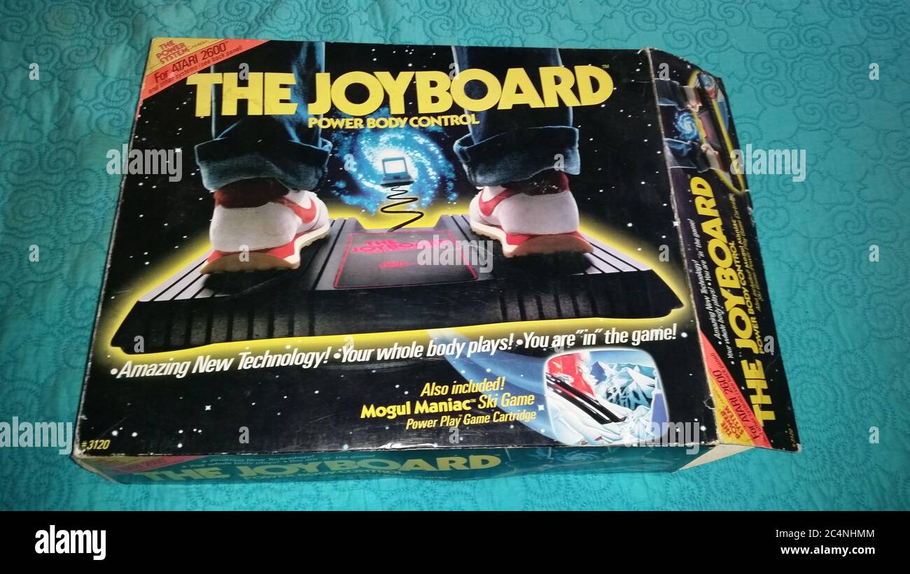 MIDDLETOWN, NY, UNITED STATES - Jun 02, 2019: Vintage Boxed The Joyboard for Atari 2600 - Body Controller Board for Home Video Games. Stock Photo