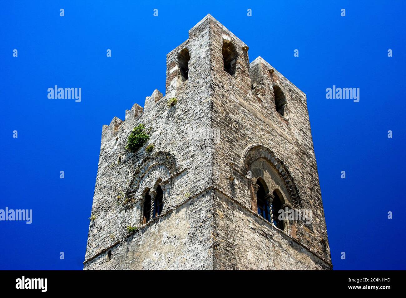 Duomo or Chiesa Mother of Erice, built by Federico III di Sicilia (Sicily/ Italy) Stock Photo
