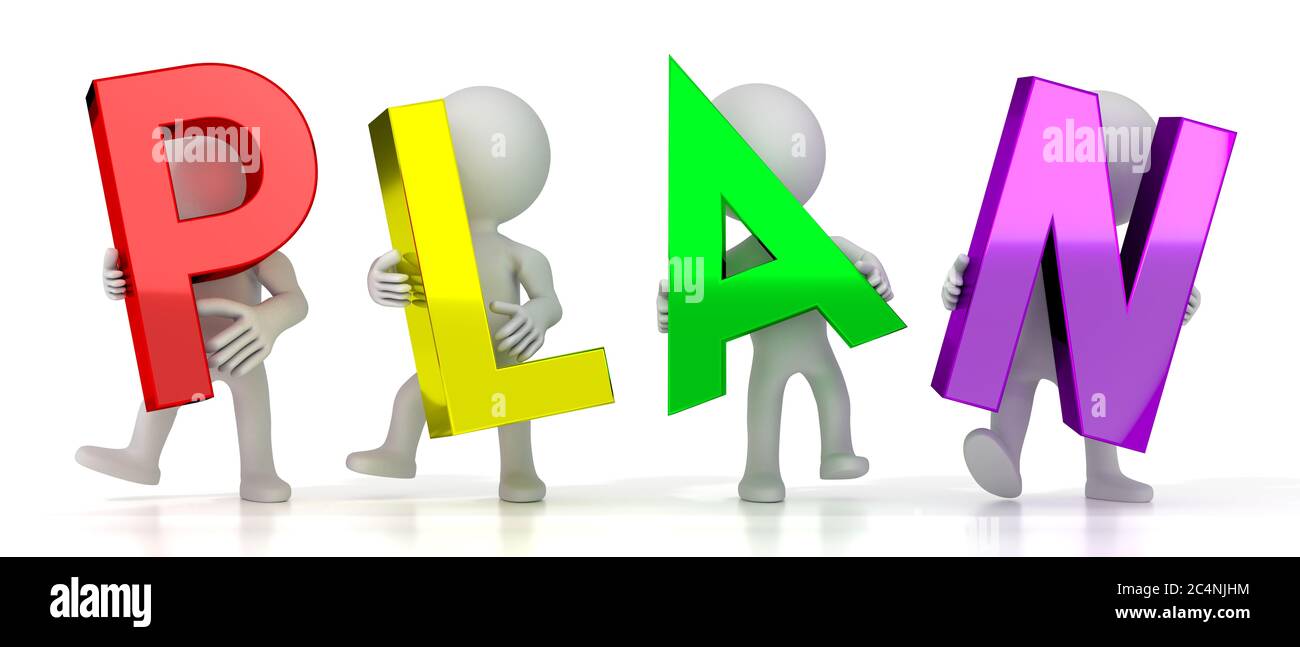 Plan - colorful letters - 3D illustration Stock Photo - Alamy