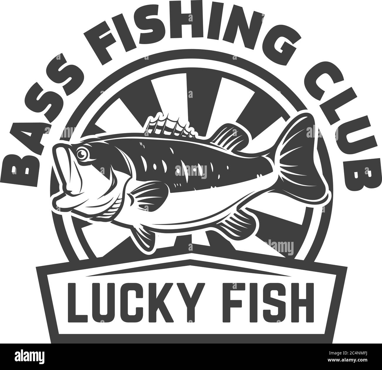 Bass fishing club. Emblem template with perch. Design element for logo ...
