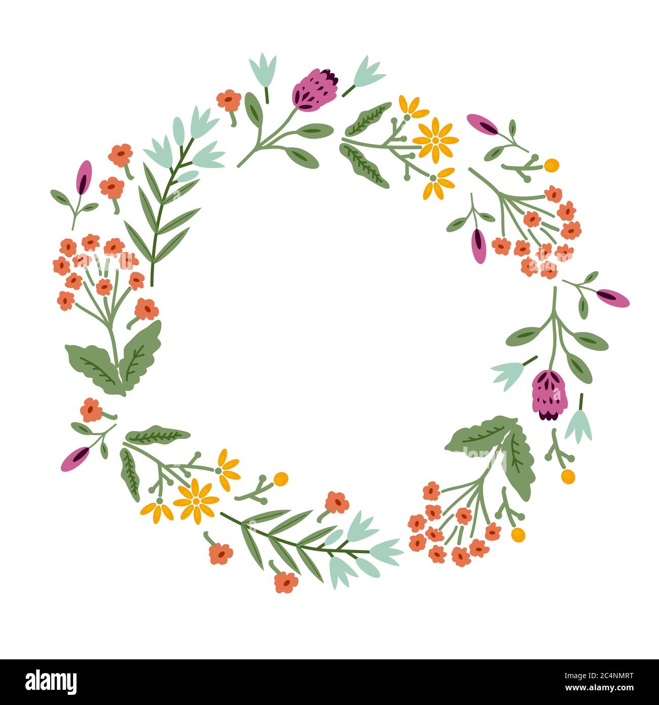 Decorative frame with wild flowers Stock Vector