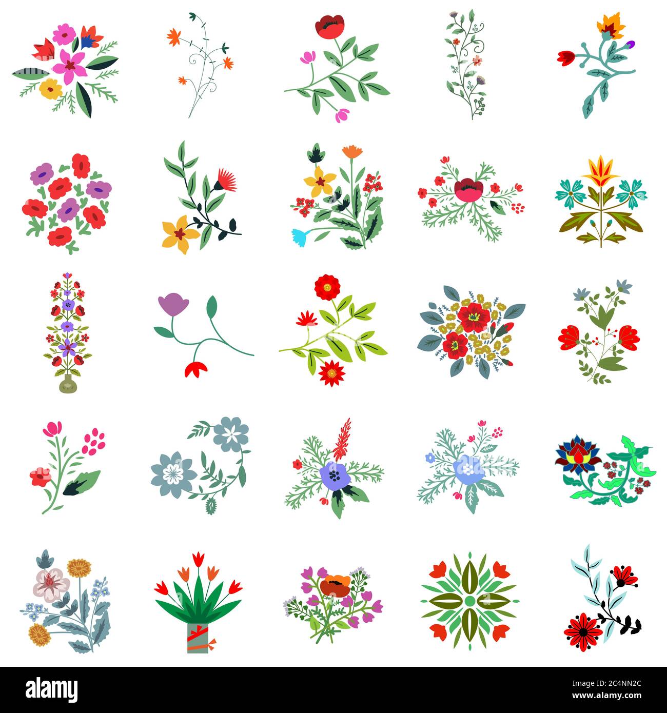 Set of decorative vector flower bunches Stock Vector Image & Art - Alamy