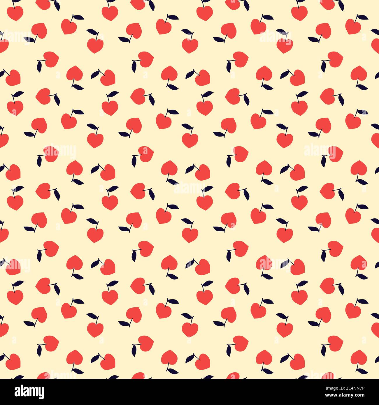 Seamless apple hearts vector pattern Stock Vector