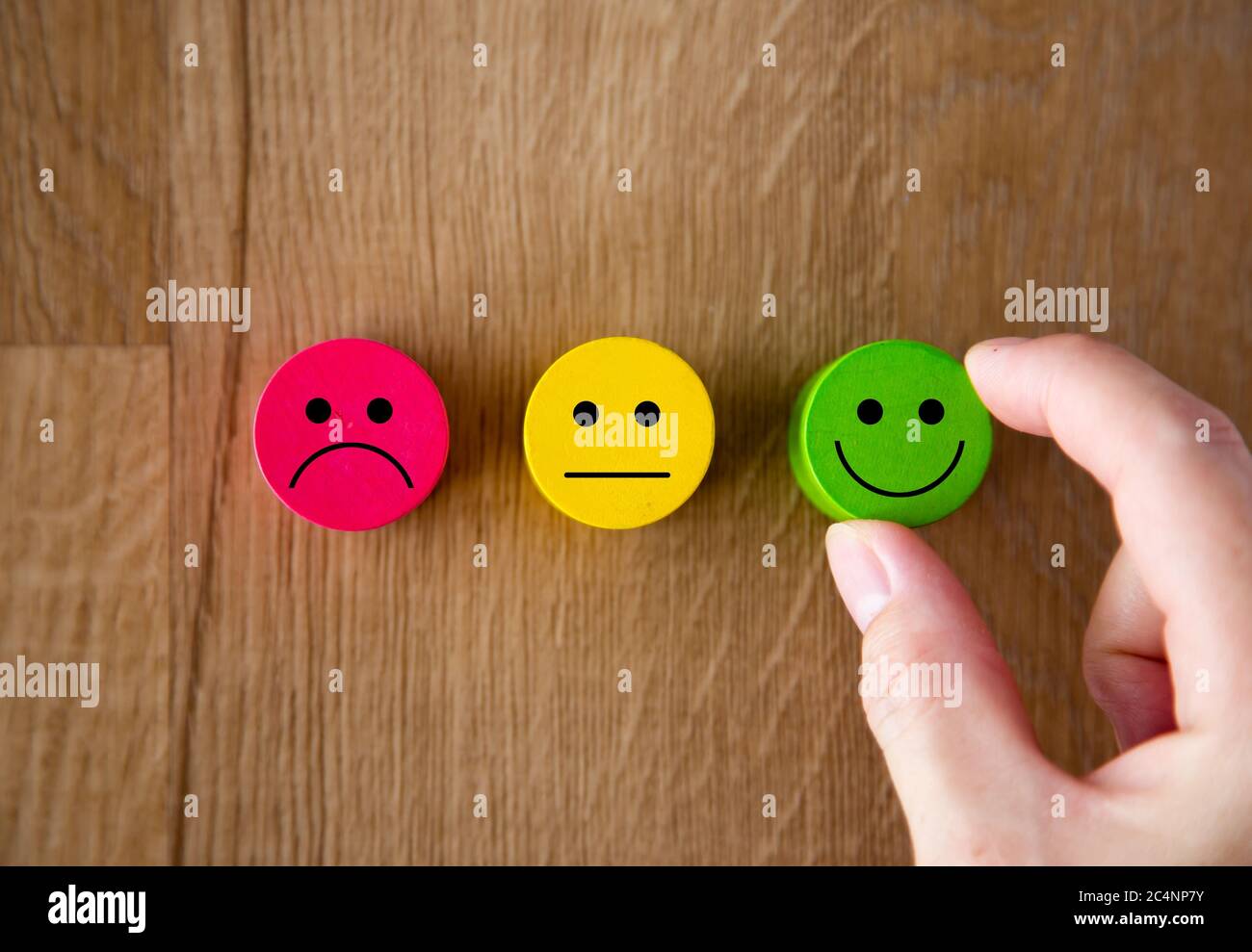 Wooden smiley emoticon icons Stock Photo
