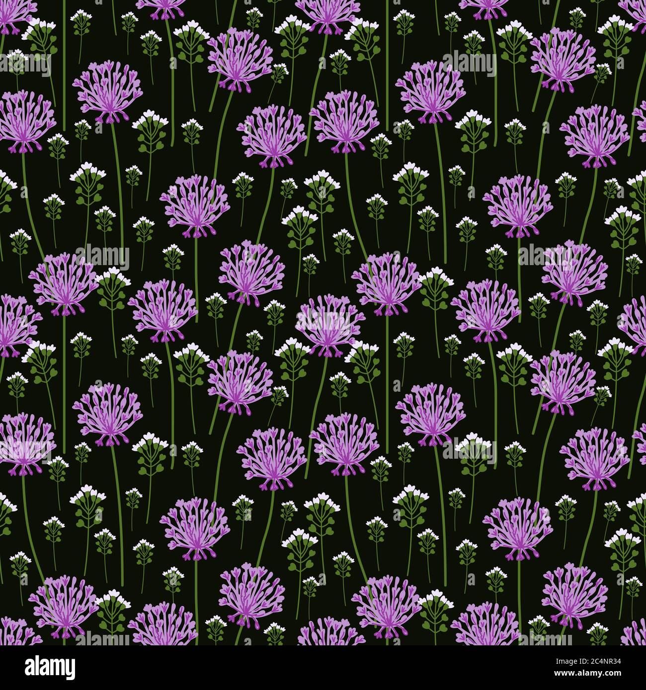 Seamless decorative onion flowers pattern Stock Vector