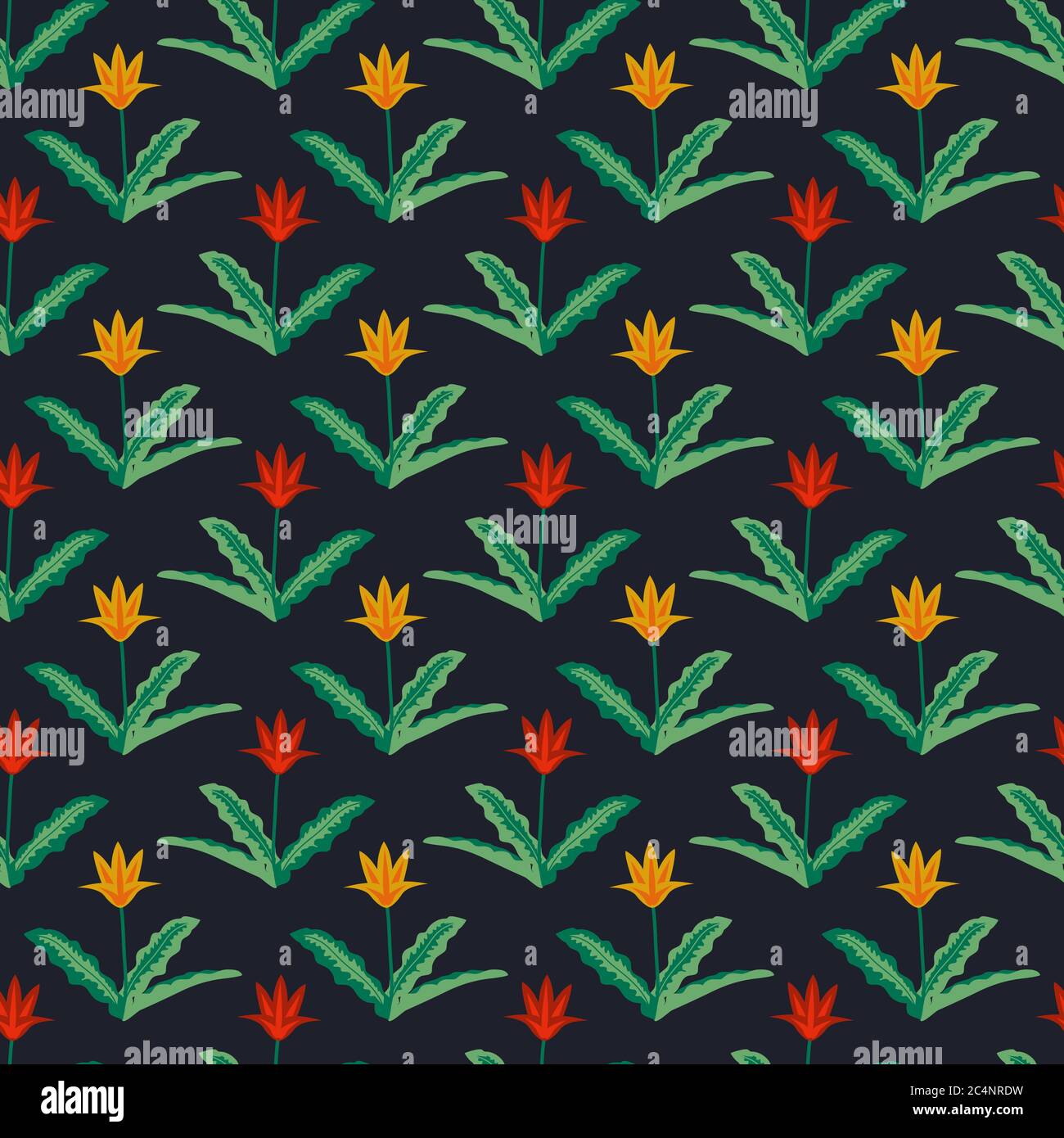 Seamless pattern with red and yellow tulips Stock Vector