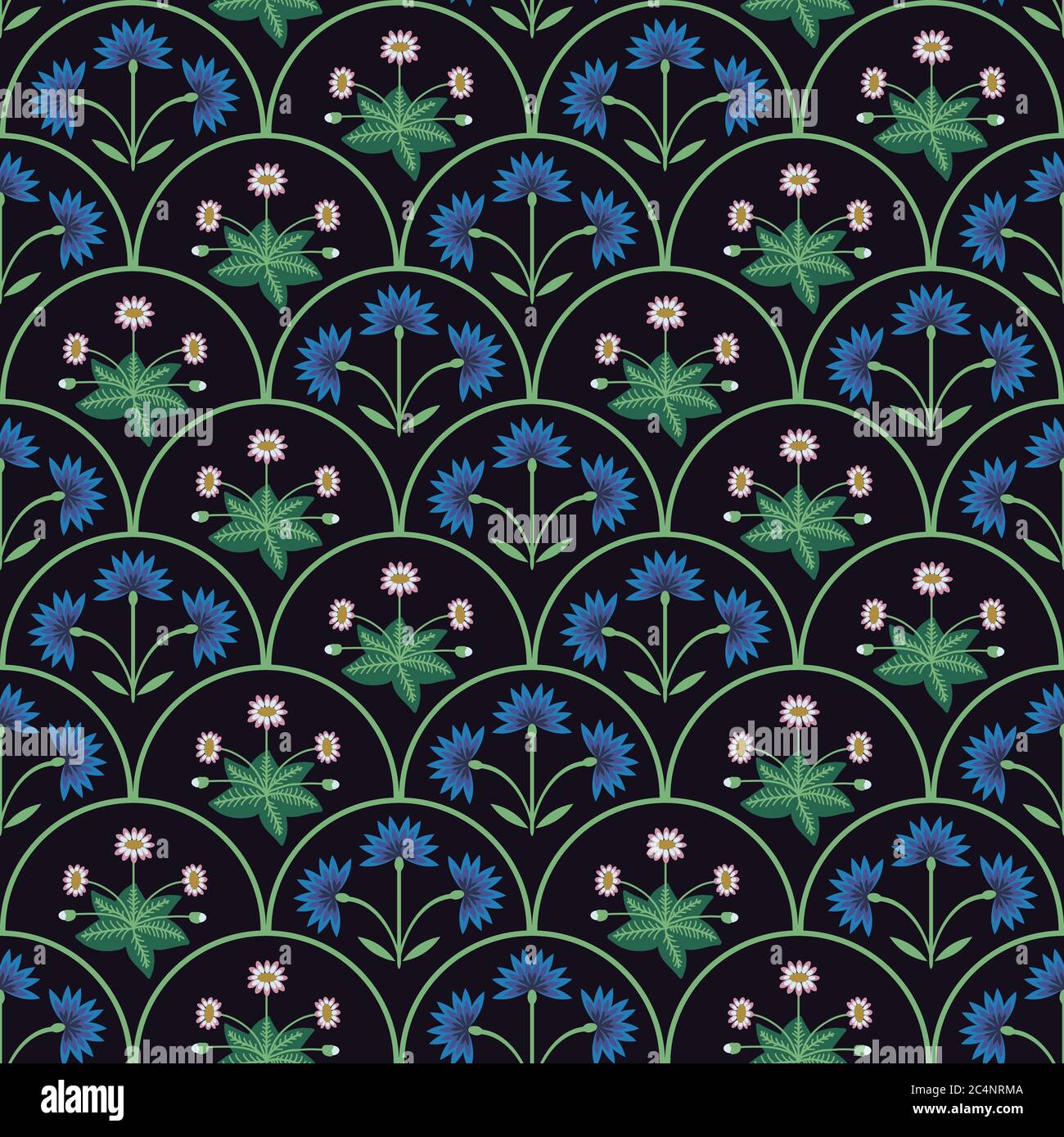 Seamless daisies and cornflowers pattern Stock Vector