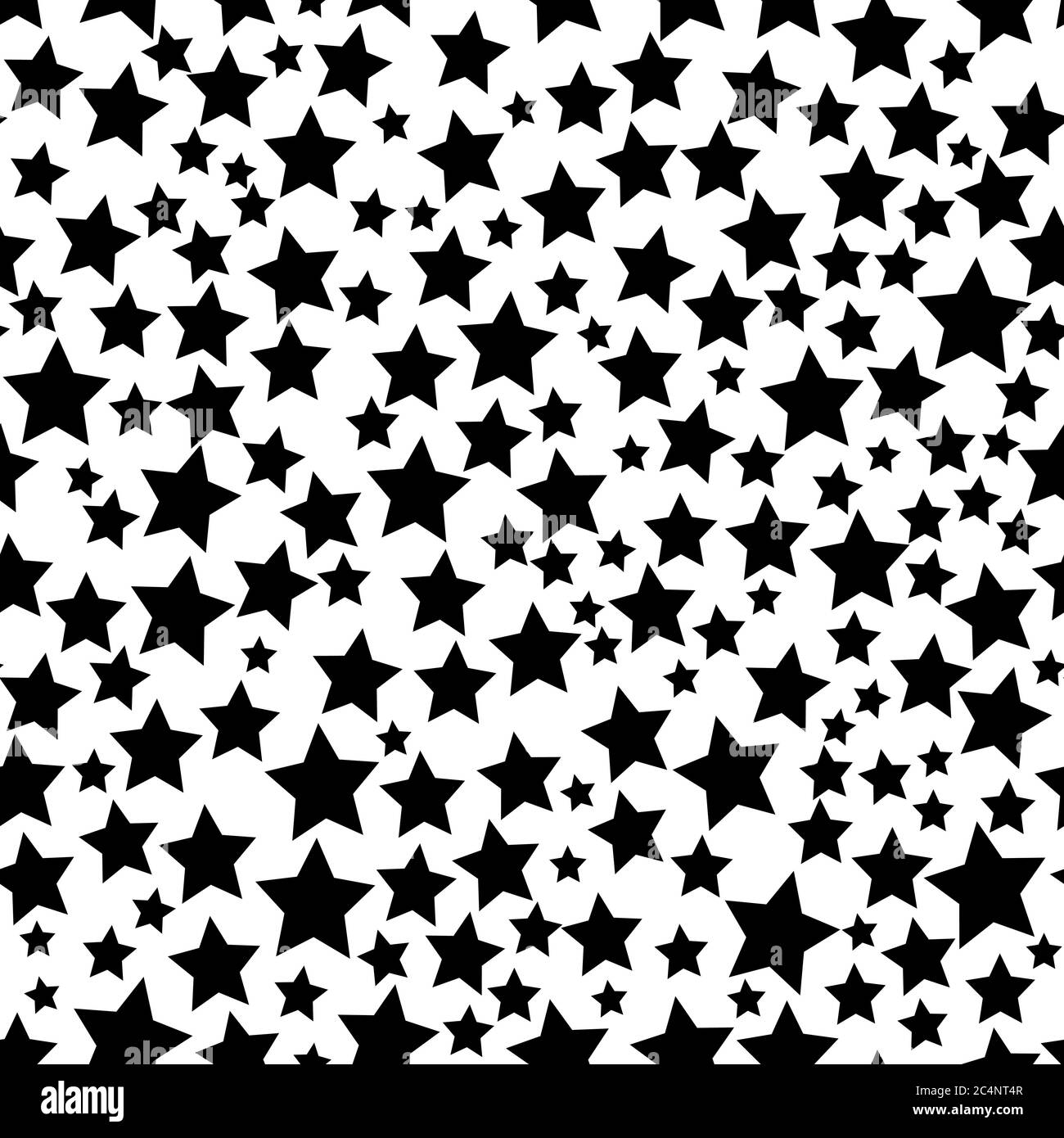 Abstract seamless pattern of stars of different sizes in black and white colors Stock Vector