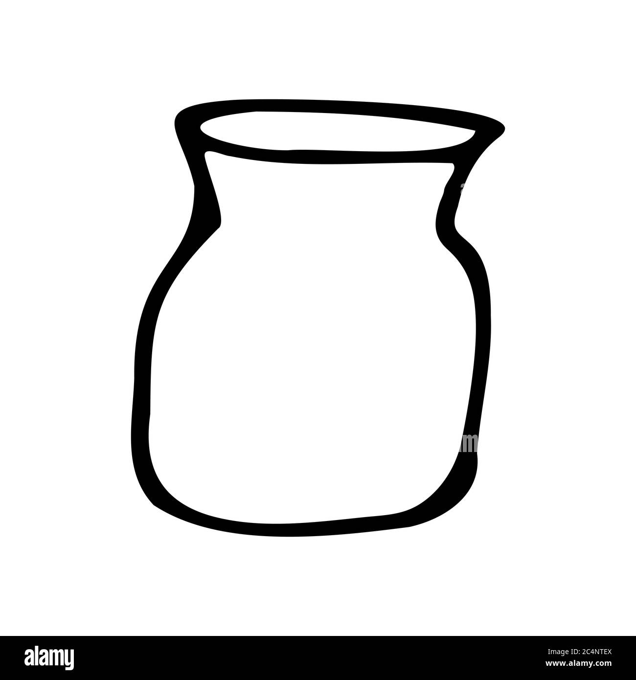 Hand drawn jar. Contour sketch. Kitchen objects doodle style. Vector illustration isolated on white background. Alchemy and vintage. Stock Vector