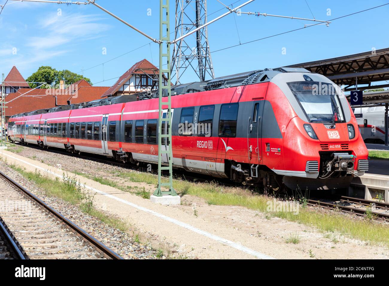 DB Regio Bombardier Talent 2 train at Warnemünde station Stock Photo