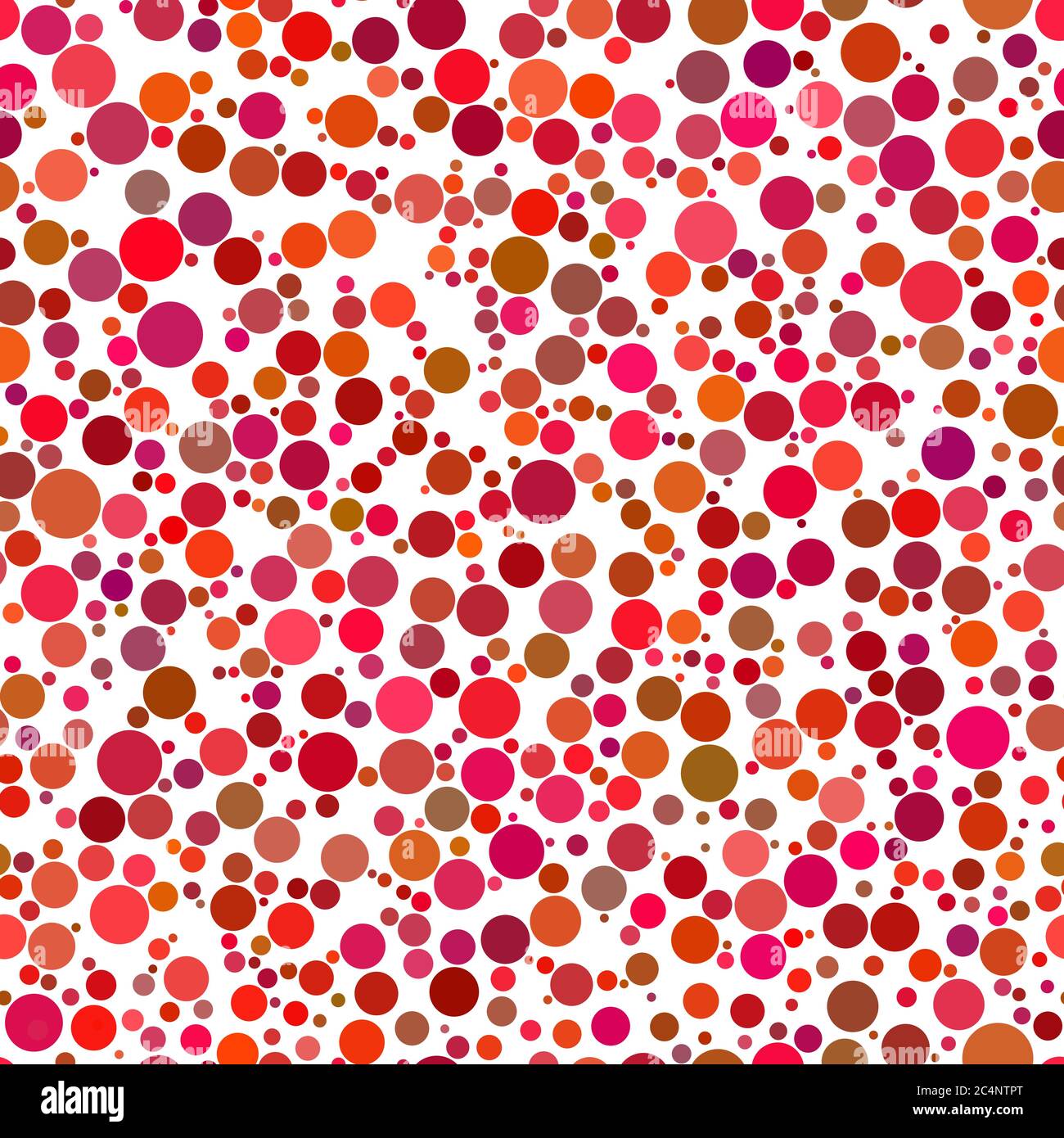 Abstract seamless pattern of circles of different sizes in red colors Stock Vector