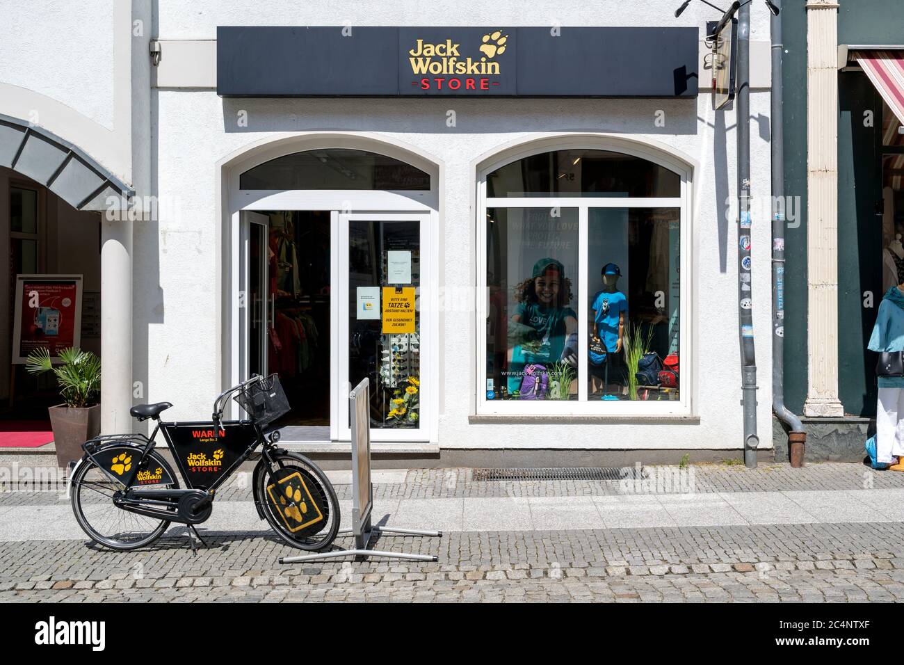 Jack Wolfskin shop in Waren (Müritz), Jack Wolfskin is a German producer of wear and equipment headquartered in Idstein Stock Photo - Alamy