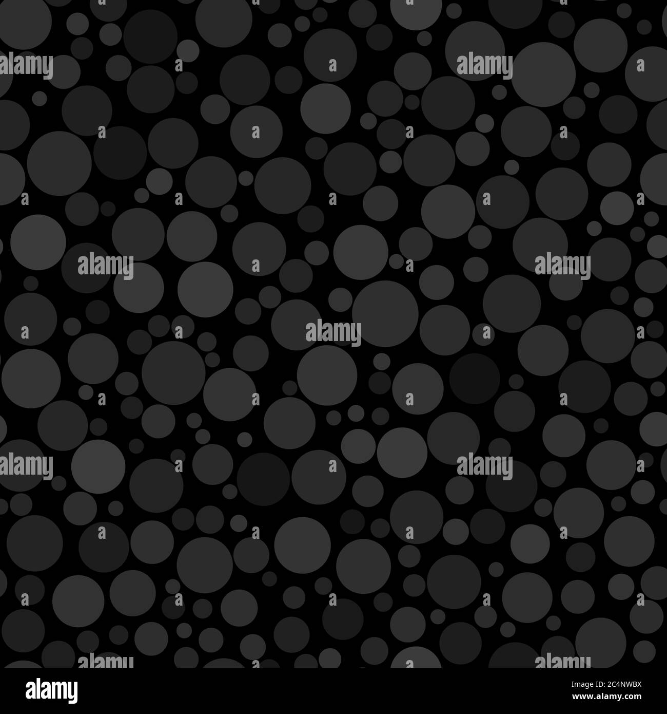 Abstract seamless pattern of circles of different sizes in black and gray colors Stock Vector