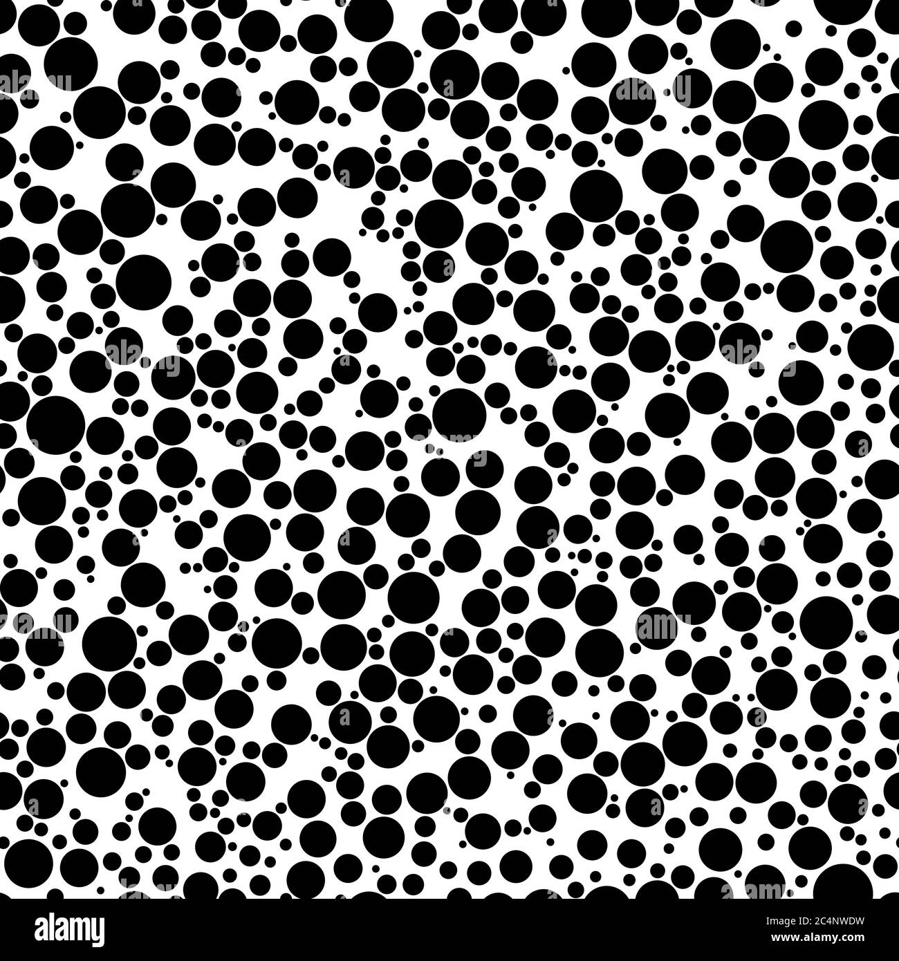 Abstract seamless pattern of circles of different sizes in black and ...
