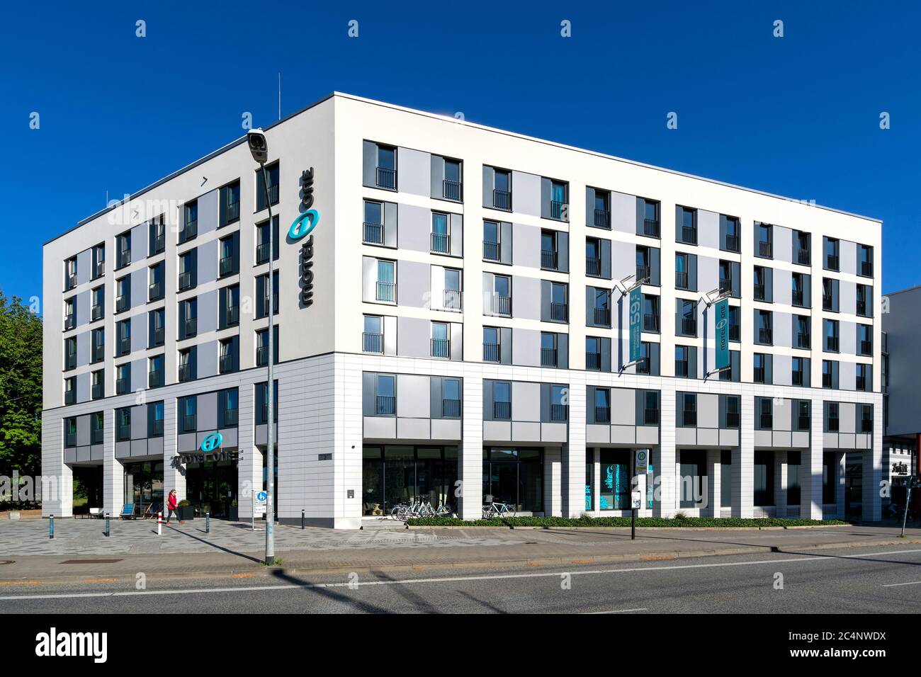 Motel One in Rostock, Germany. Motel One is a German low-budget hotel chain. Stock Photo